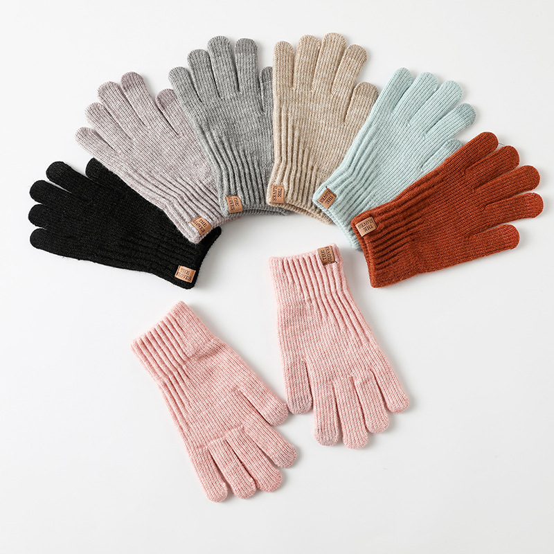 Wool Glove Lined - ถุงมือถักบุขนแกะหนาสำหรับผู้หญิง ฤดูหนาว ขนอัลปาก้า นุ่มสบาย ใส่แล้วพอดี ถุงมือป้องกันสำหรับกิจกรรมกลางแจ้ง