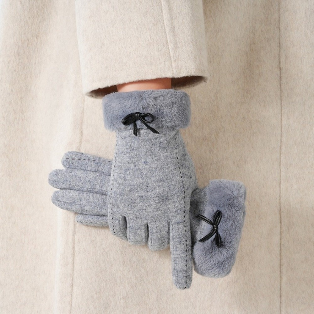 Wool Glove Lined - ถุงมือบุขนแกะเทียม ดีไซน์หนา กันลม รองรับการใช้งานหน้าจอสัมผัส ขนาดสำหรับผู้หญิง ถุงมือฤดูหนาว