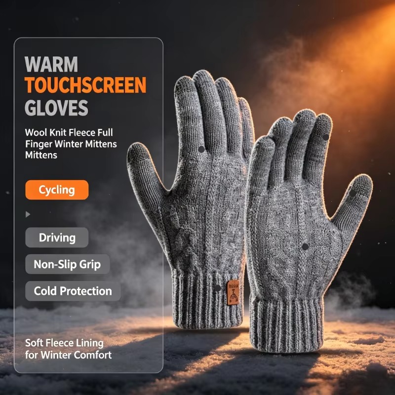 ถุงมือถักขนแกะกันหนาวสำหรับผู้ - Wool Glove Lined บทวิจารณ์และราคา